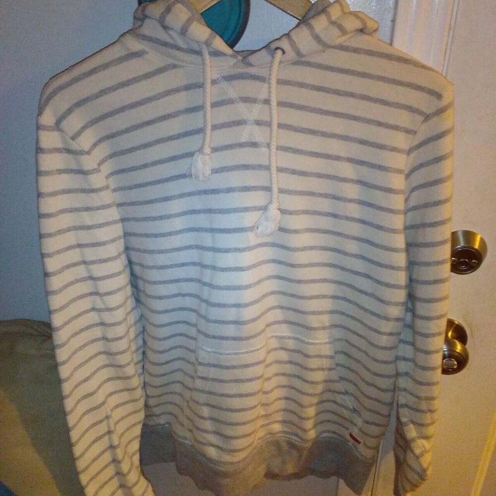 Levi's Strauss and co Size large L Fade stripe hoodie sweatshirt White and grey